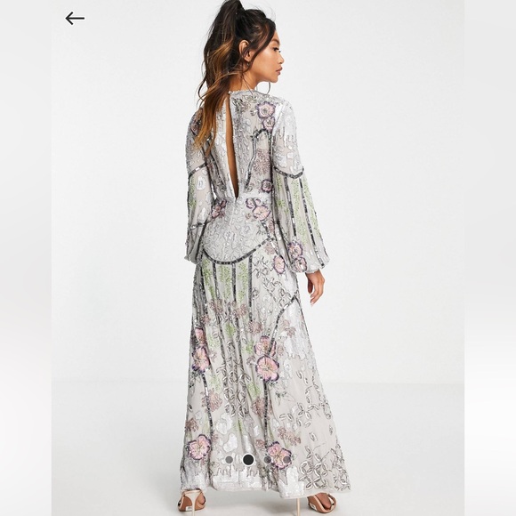 ASOS Edition floral sequin dove grey dress - Picture 2 of 9